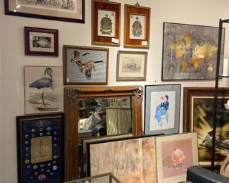 chinoiserie, prints, lithographs, paintings, side table