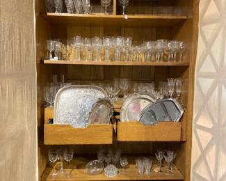 silverware, crystal glasses, armoire