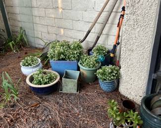 planters, gardening tools