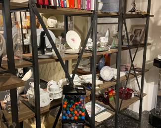 books, collectibles, Corvet gums dispenser, dining ware, table lamp