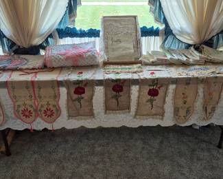 Vintage linens, including Chenille.