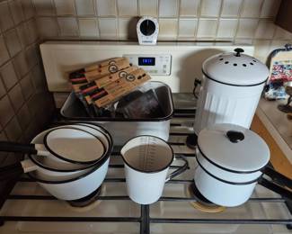 Enamelware. Stove is not part of sale.