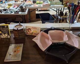 MCM pink and black chip and dip set.