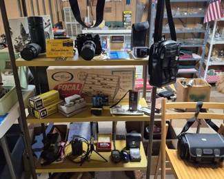 Cameras, lenses and cases.