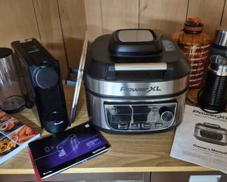 Nespresso Breville Essenza Plus, Power XL grill air fryer combo, Stanley Thermos.