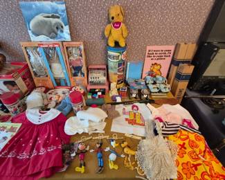 More vintage toys and girls clothing.