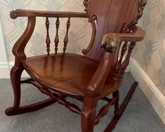 Mahogany Carved Back Rocker with Griffin