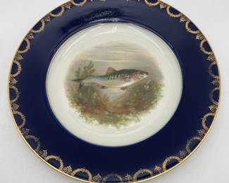 Cobalt Blue Bordered Fish Plate, Czechoslovakia