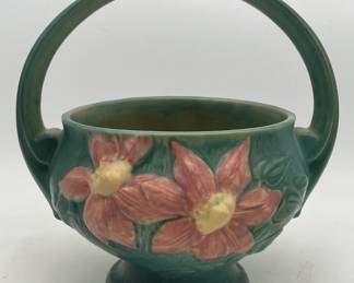 Large Roseville Pottery Clematis Basket