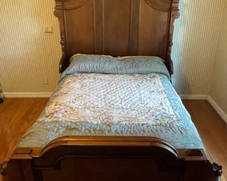 Beautiful high back Victorian bed with curved footboard