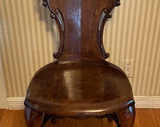 Oak Carved Back Chair with Griffin 