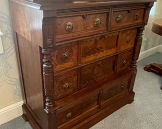 Walnut Eastlake Chest with Handkerchief Boxes
