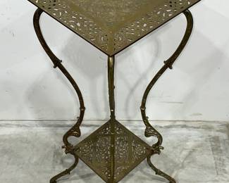 Ornate Antique Brass 2 Tier Table/ Plant Stand