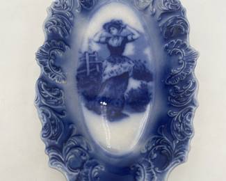 Flow Blue Portrait Oval Bowl