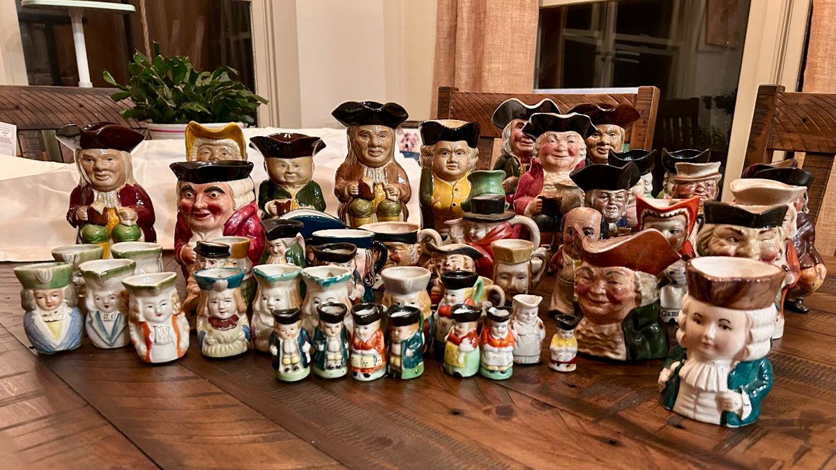 Over 40 Toby & Character Jugs — Royal Doulton, SylvaC, Wood & Sons, German & Mid-Century Japanese exports.