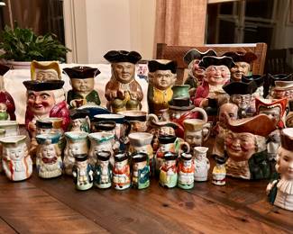 Over 40 Toby & Character Jugs — Royal Doulton, SylvaC, Wood & Sons, German & Mid-Century Japanese exports.