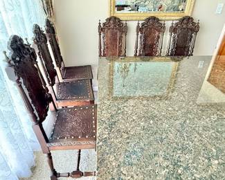 6 vintage Gothic leather dining chair