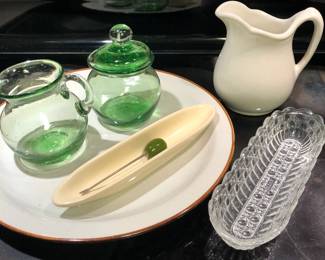 Blown Green Glass, Antique Pitcher