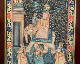 42 LargeFramedIndianSilkPainting