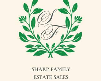 Green Beige Floral Wreath Wedding Monogram Logo