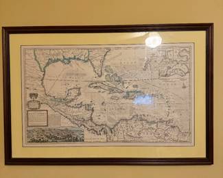 Framed map of the West Indies