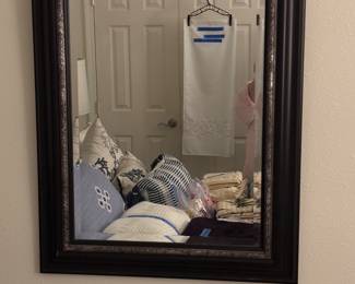 Black, silver beveled mirror 