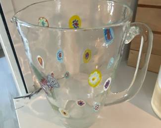 Mid-century Millifori glass pitcher