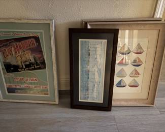 Misc. coastal prints - framed.