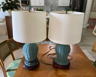 Custom-made coastal lamps with special finials.