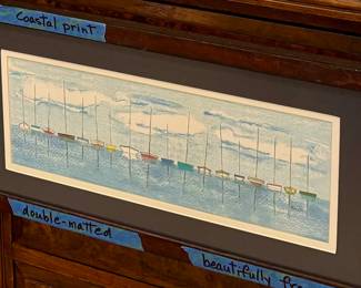 Coastal framed print.  Sailboats