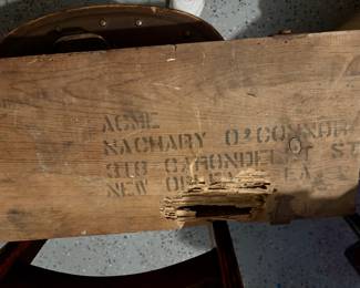 Antique box for croquet set.