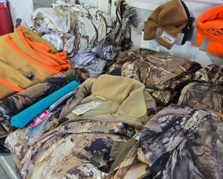 Much hunting jackets, pants, shirts etc.
