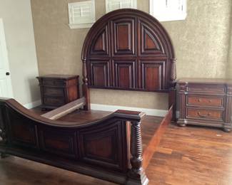 Queen size bed with matching night stands and armoire