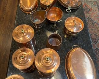 Collection of solid copper kitchen ware