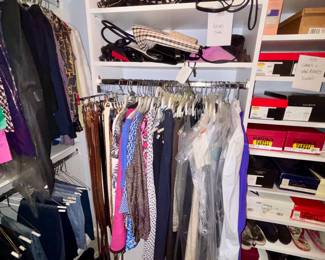 Pristine collection of ladies clothing and shoes and bags and belts. Size 8.5 to 9 shoe and medium to small clothing. With very stylish designs! 