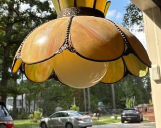 Classic vintage stained glass chandelier why not use it in a bedroom or hallway? 