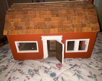 Vintage early 20th century cedar shake roof original dolls and furniture in this rare doll house! 