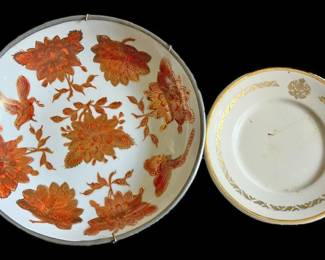 Neiman Marcus Pewter Porcelain Bowl Plate