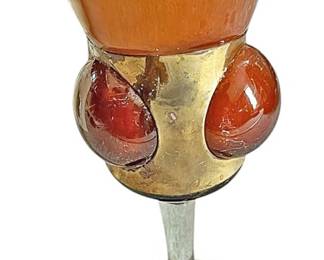 Amber Glass Brass Goblet