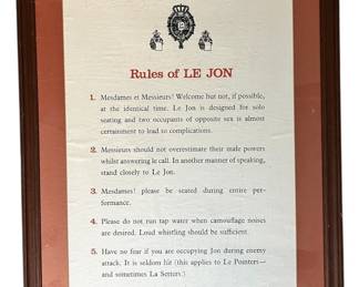 Vintage Framed Rules of LE JON Art