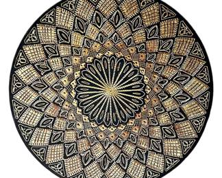 Footed Brass Engraved Decorative Tray