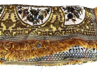 Vintage Embroidered Silk Tapestry Throw