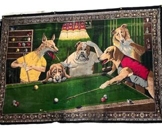 Dogs Playing Pool Tapestry