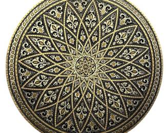Footed Brass Engraved Decorative Tray