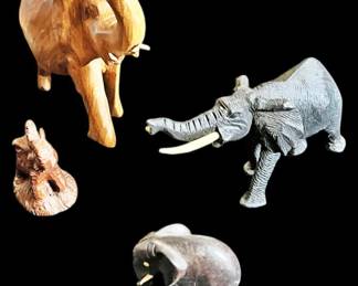 Collection of Hand Carved Elephants