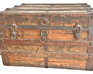 Antique Flat Top Coach Trunk