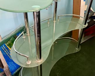 Frosted glass and chrome home bar table