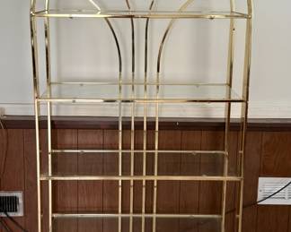 Brass and glass shelves