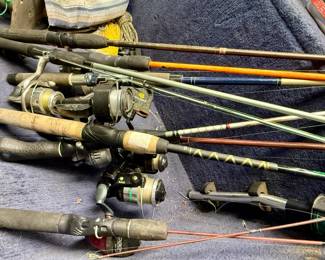 Assorted fishing poles