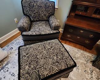 Custom Upholstered Chair and Ottoman